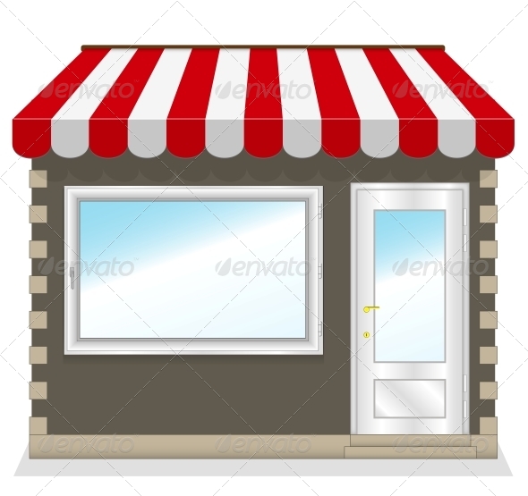 Shop Icon with Red Awnings, Vectors | GraphicRiver