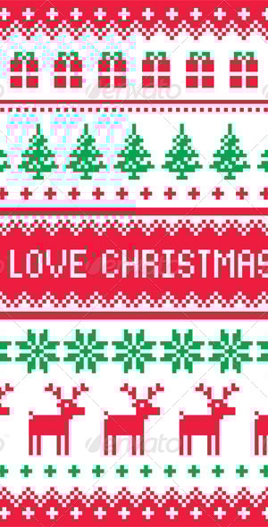 I love Christmas Pattern , Vectors | GraphicRiver