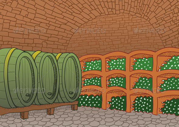 Wine Cellar Illustration, Vectors | GraphicRiver