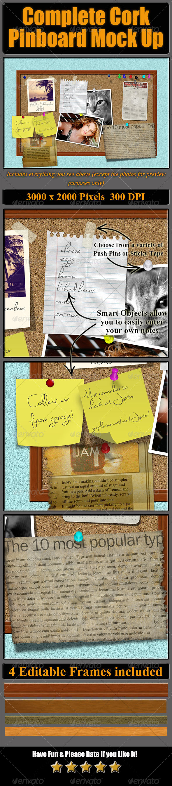 Complete Cork Pinboard Mock Up, Graphics | GraphicRiver