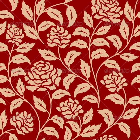 Red Floral Seamless Pattern, Vectors | GraphicRiver