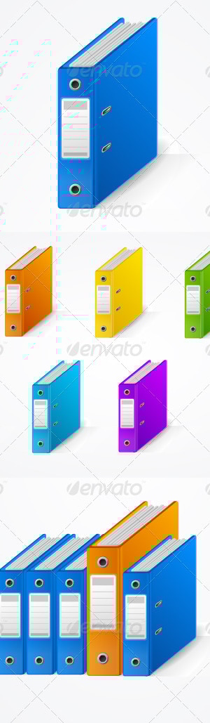 Set of Colorful Ring Binders, Vectors | GraphicRiver