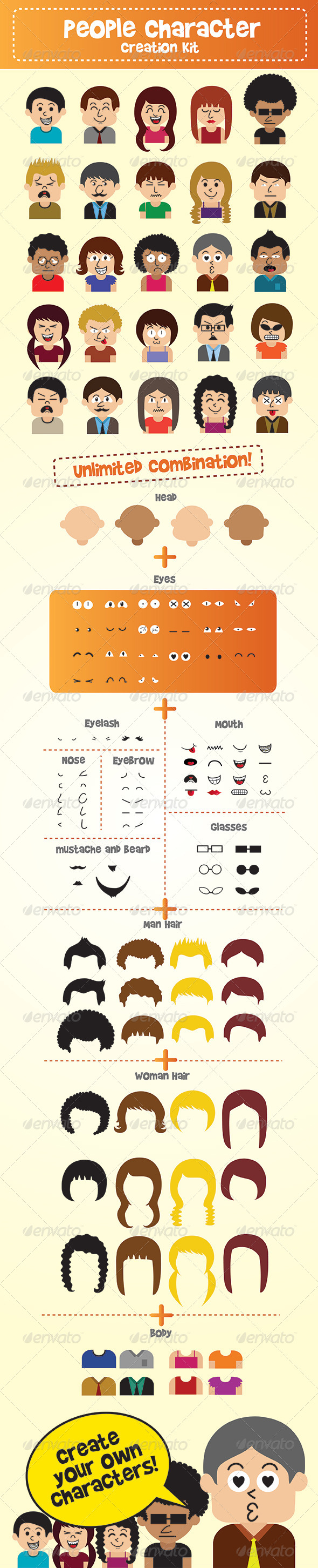 People Character Creation Kit, Vectors | GraphicRiver