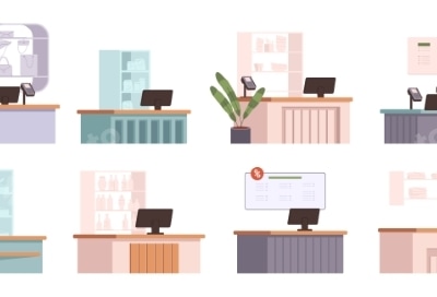 Cashier Counters in Boutiques and Stores, Vectors | GraphicRiver