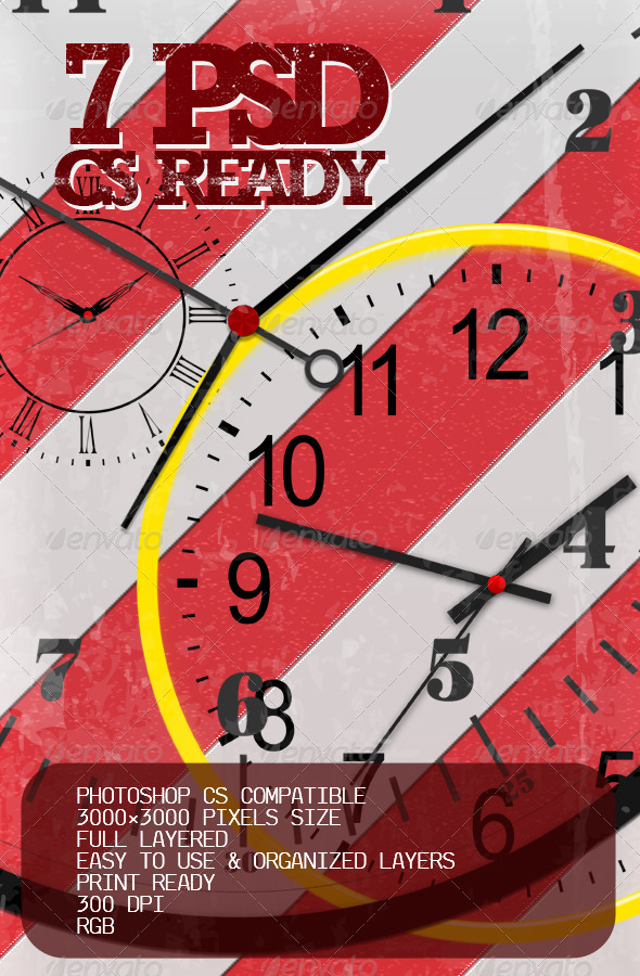 7 full layered PSD clocks, Graphics | GraphicRiver