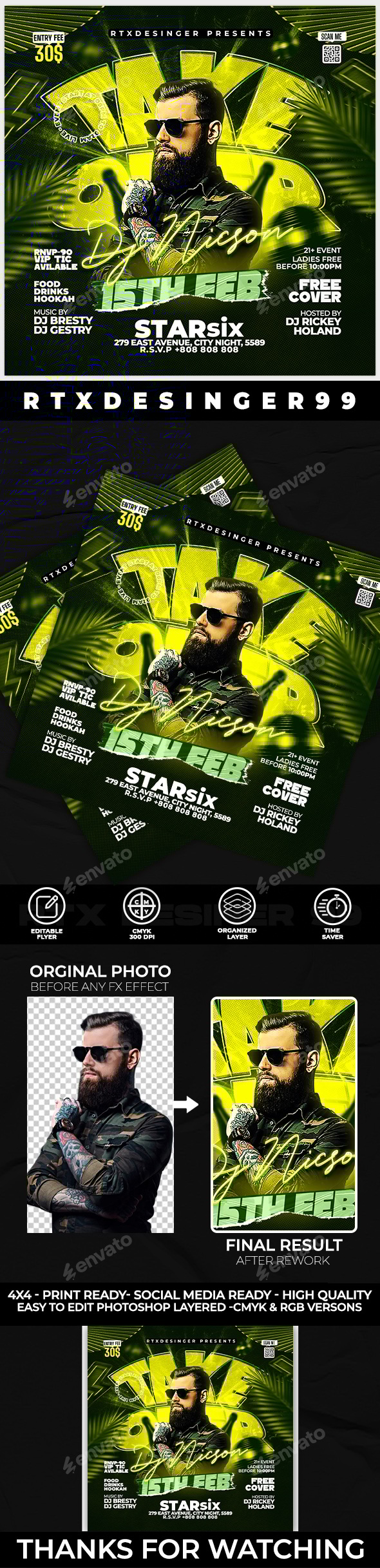 DJ | Night Club Flyer Template, Print Templates | GraphicRiver
