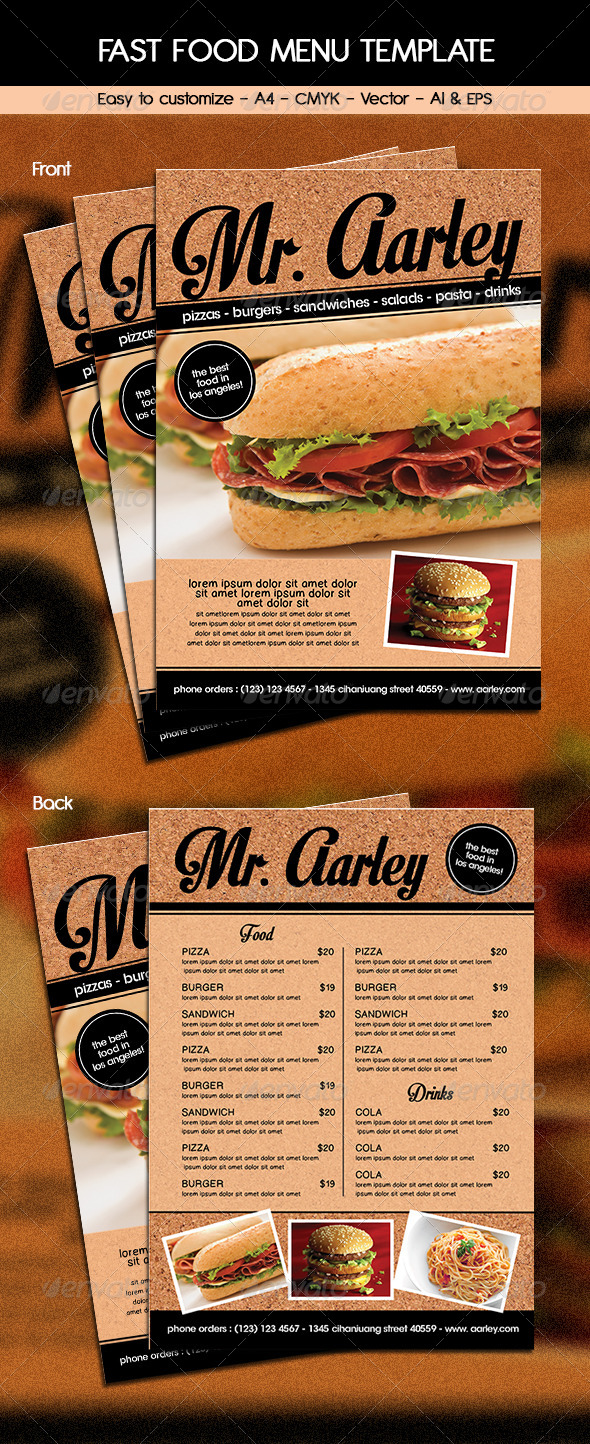 Fast Food Menu Template, Print Templates | GraphicRiver