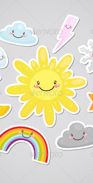 Weather Stickers, Vectors | GraphicRiver