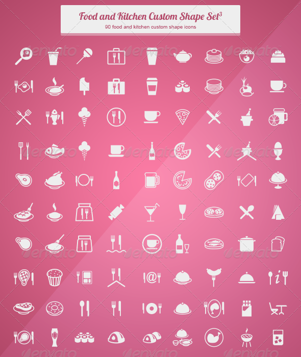 Food and Kitchen Custom Shape Set 3, Add-ons | GraphicRiver