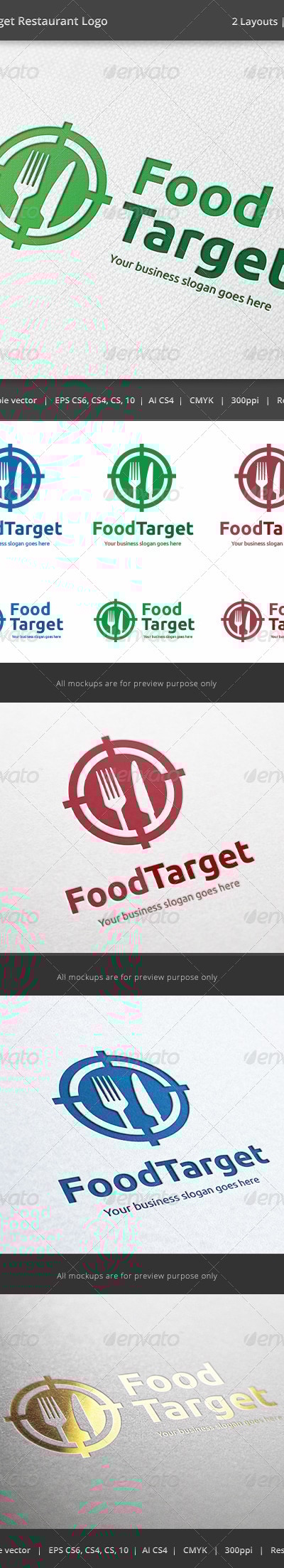 Food Target Restaurant Logo, Logo Templates | GraphicRiver