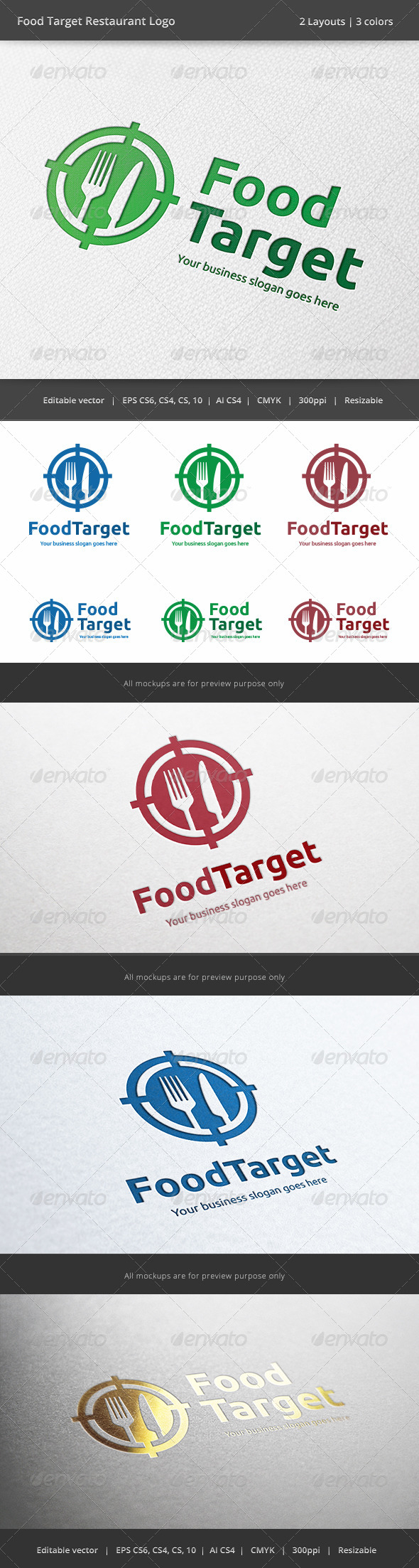 Food Target Restaurant Logo, Logo Templates | GraphicRiver