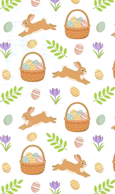 Easter Seamless Pattern with Easter Basket and Rabbit, Vectors ...