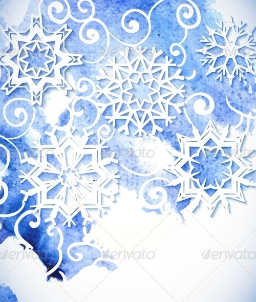 Watercolor Snowflakes Background , Vectors | GraphicRiver