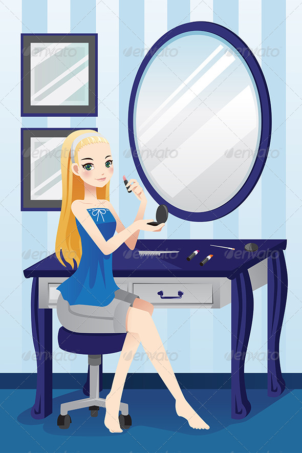 Girl Applying Makeup, Vectors | GraphicRiver