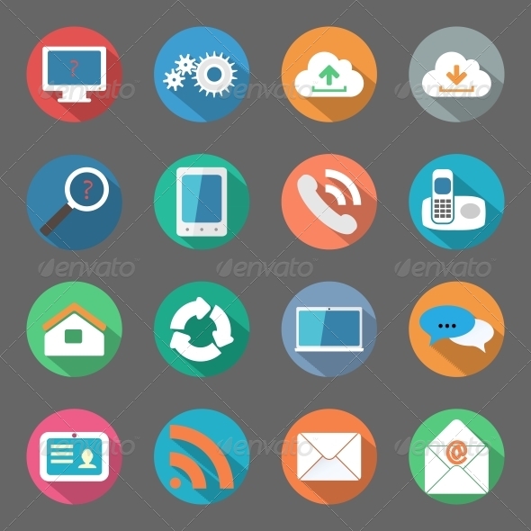 Communication Icons Set Flat Design, Vectors | GraphicRiver