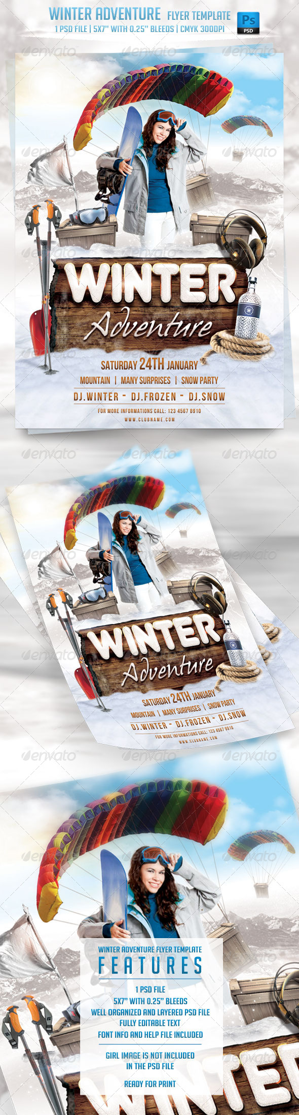 Winter Adventure Flyer Template, Print Templates | GraphicRiver
