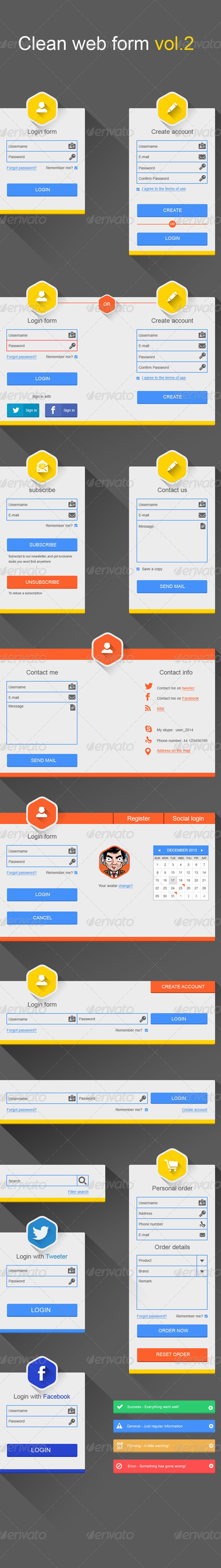 Clean Web Forms Vol.2, Web Elements | GraphicRiver