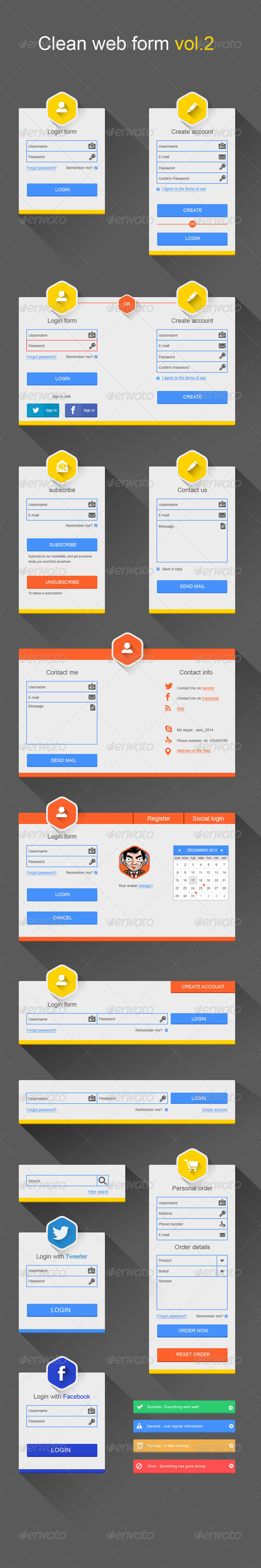 Clean Web Forms Vol.2, Web Elements | GraphicRiver