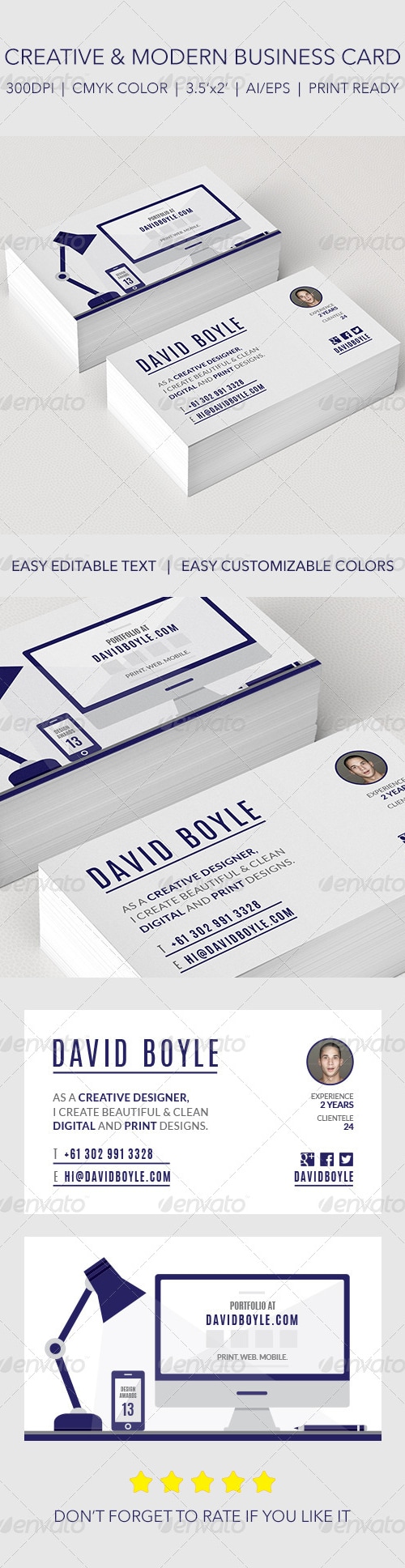 Modern & Minimally Illustrated Designer Card, Print Templates ...