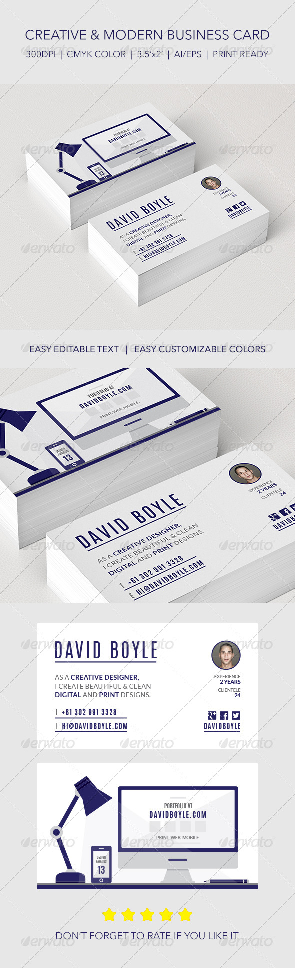 Modern & Minimally Illustrated Designer Card, Print Templates ...