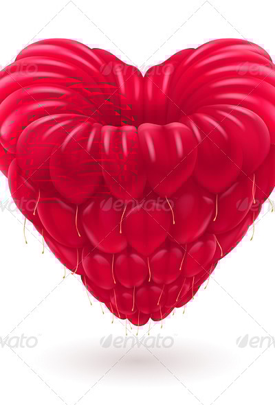 Raspberry in Heart Shape., Vectors | GraphicRiver
