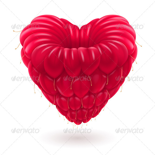 Raspberry in Heart Shape., Vectors | GraphicRiver