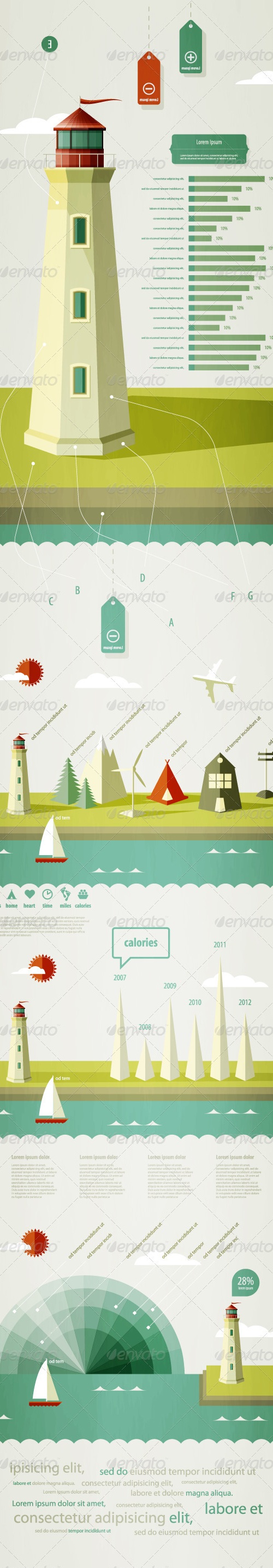 Infographics elements with a lighthouse , Infographics | GraphicRiver
