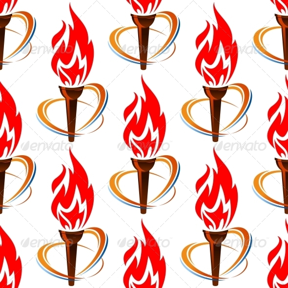Seamless Pattern with Torch Fire, Vectors | GraphicRiver