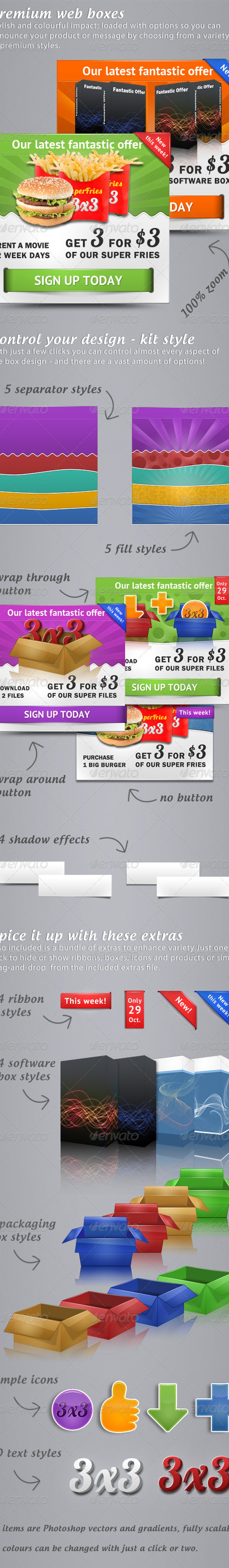 Premium web boxes, Web Elements | GraphicRiver