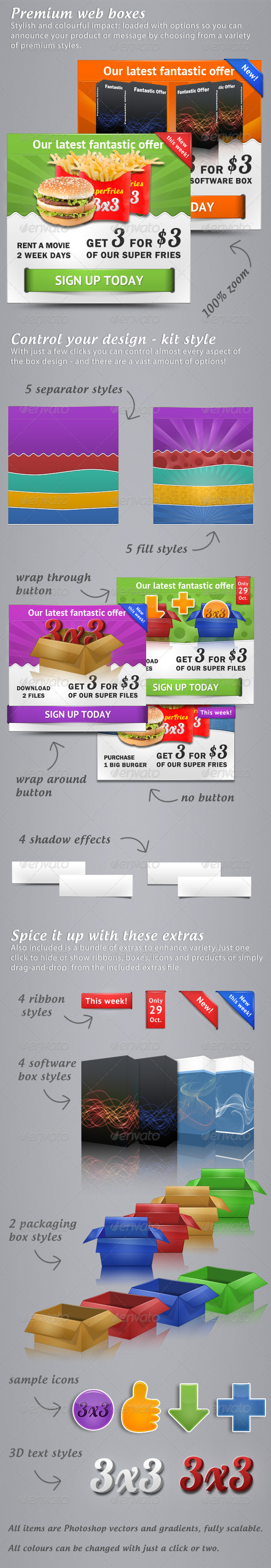 Premium web boxes, Web Elements | GraphicRiver