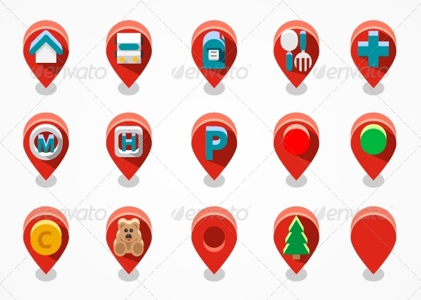 Red Navigation Icons, Icons | GraphicRiver