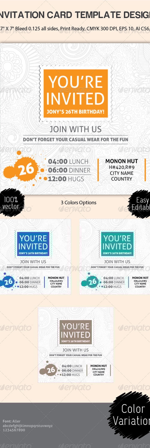 Invitation Card Design Template, Print Templates | GraphicRiver