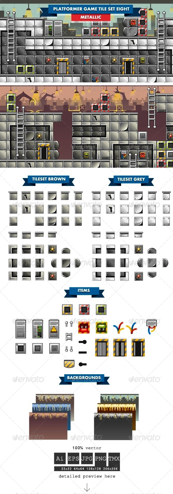 Platformer Game Tile Set Eight, Game Assets | GraphicRiver