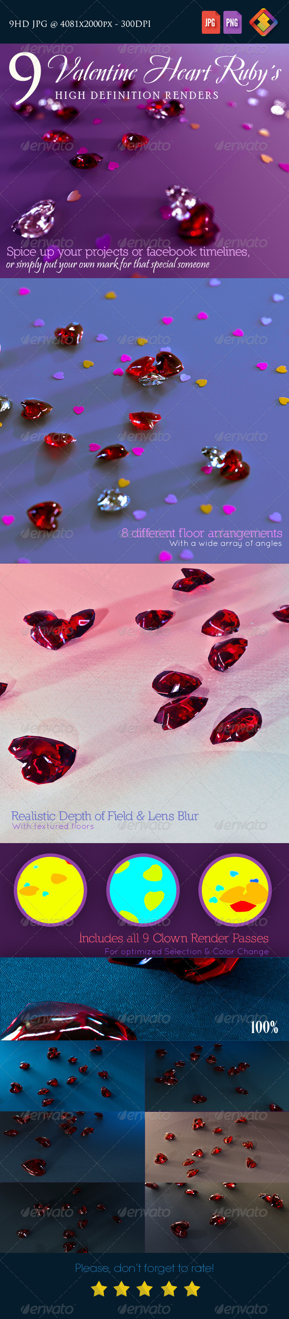 9HD Valentine Heart Ruby Renders, Graphics | GraphicRiver