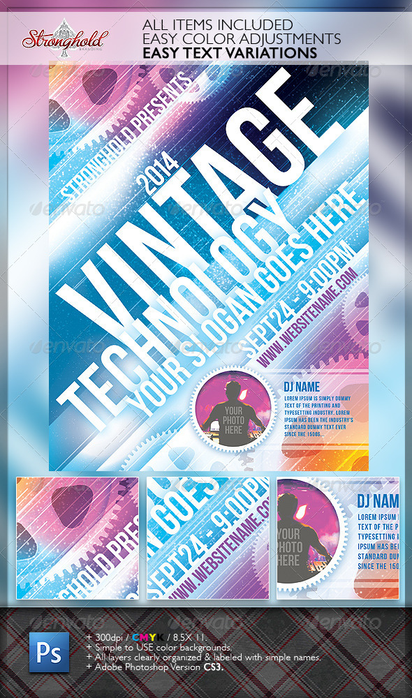 Vintage Technology Event Flyer Template, Print Templates | GraphicRiver