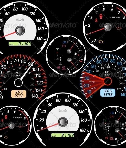 Set of Car Speedometers for Racing Design, Vectors | GraphicRiver