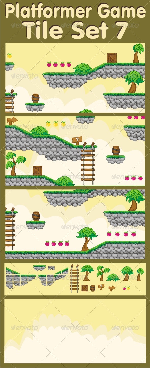 Platformer Game Tile Set 7, Game Assets | GraphicRiver