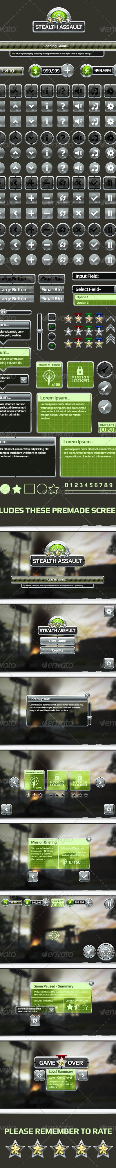 Army/War Style Game User Interface (GUI), Game Assets | GraphicRiver