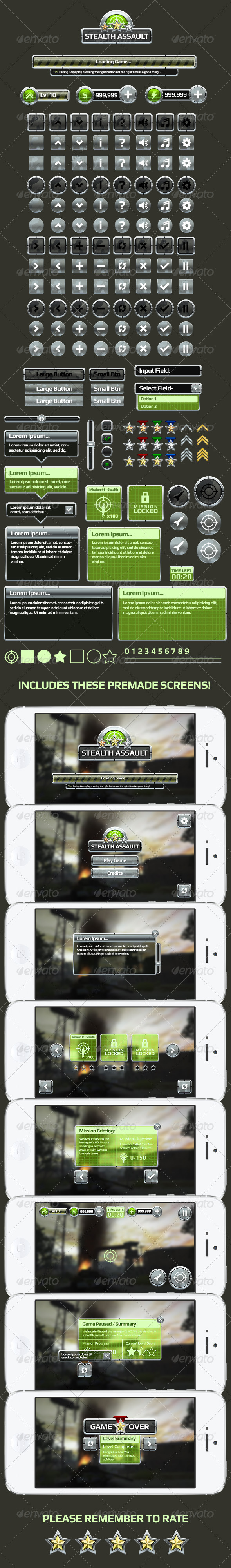 Army/War Style Game User Interface (GUI), Game Assets | GraphicRiver