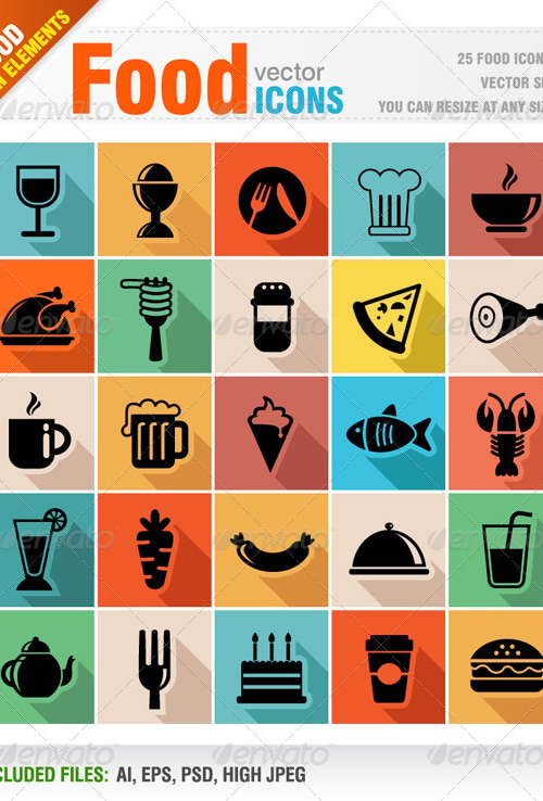 Food icons, Vectors | GraphicRiver