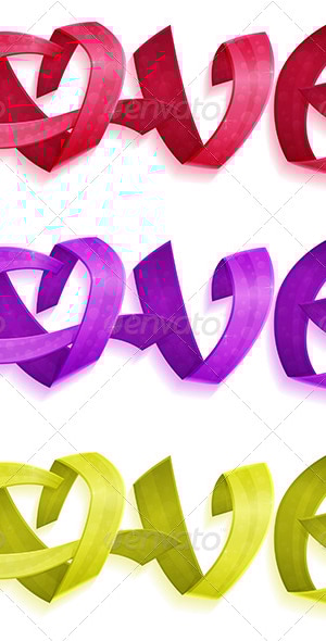 Love Ribbons Set, Vectors | GraphicRiver