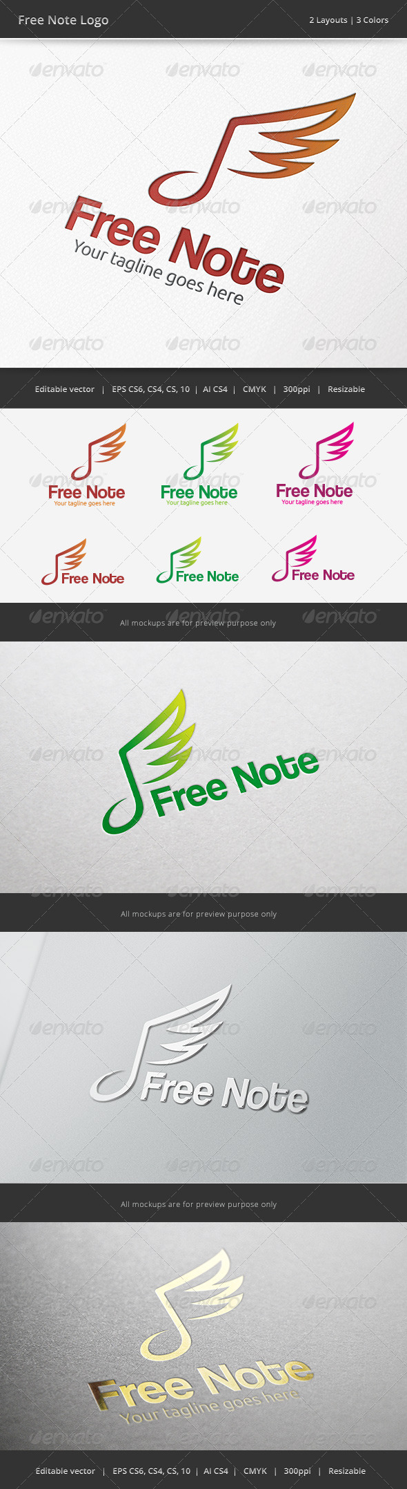 Freedom Note Logo, Logo Templates | GraphicRiver