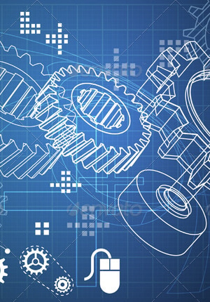 Technical Drawing with Gears, Vectors | GraphicRiver