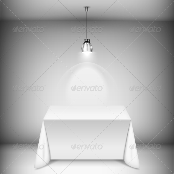 Table with Tablecloth Illuminated by Spotlight, Vectors | GraphicRiver