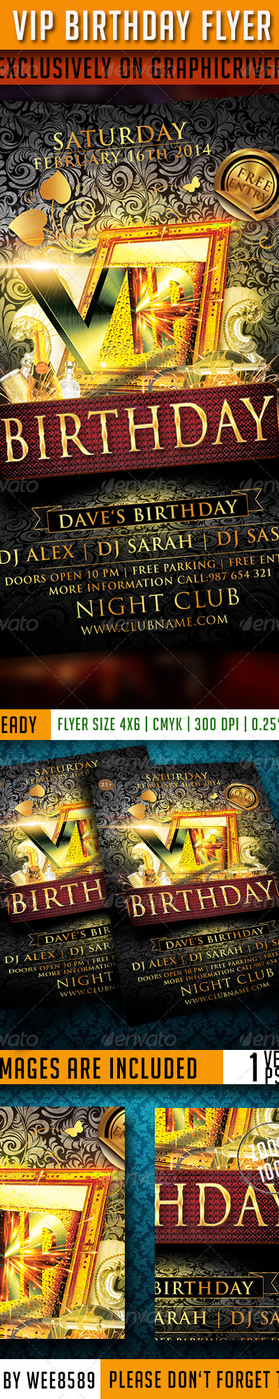 VIP Birthday Flyer Template, Print Templates | GraphicRiver