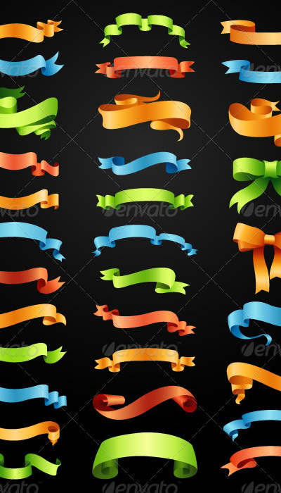 Set of Full Colors Ribbons Vector , Vectors | GraphicRiver