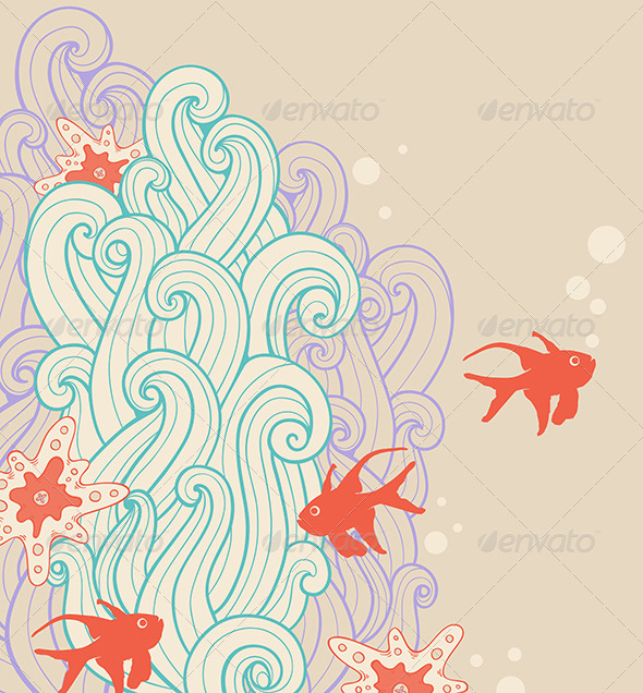 Marine Backgrounds with Fish, Vectors | GraphicRiver