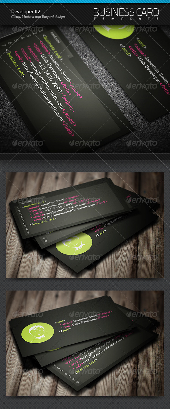 Developer Business Card #2, Print Templates | GraphicRiver