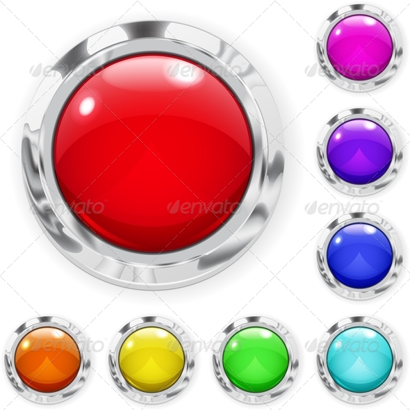 Set of Multicolored Glass Buttons, Vectors | GraphicRiver