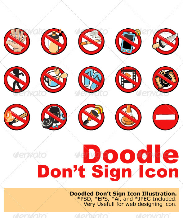 Doodle Dont Sign. , Vectors | GraphicRiver